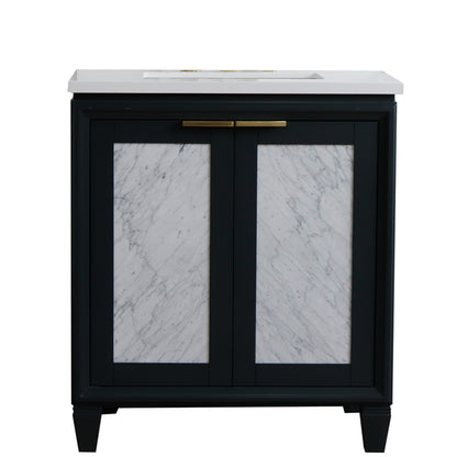 31" Single sink vanity in Dark Gray finish with White engineered stone with rectangle sink