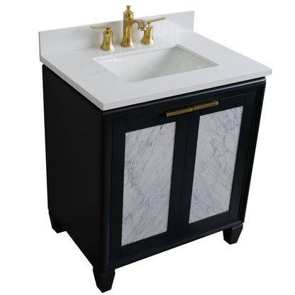 31" Single sink vanity in Dark Gray finish with White engineered stone with rectangle sink