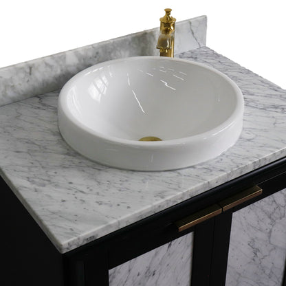 31" Single sink vanity in Dark Gray finish with White Carrara marble with round sink