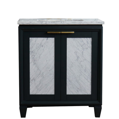 31" Single sink vanity in Dark Gray finish with White Carrara marble with rectangle sink