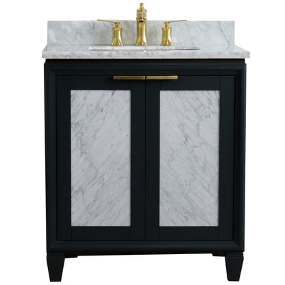31" Single sink vanity in Dark Gray finish with White Carrara marble with rectangle sink