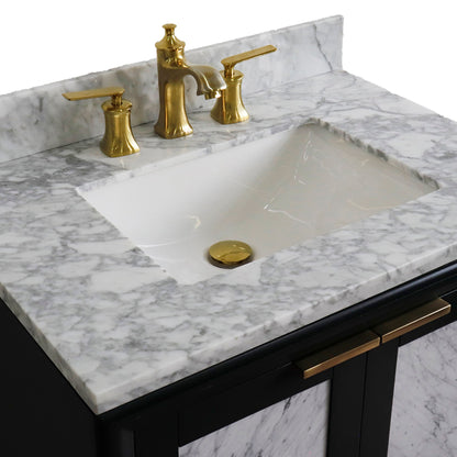 31" Single sink vanity in Dark Gray finish with White Carrara marble with rectangle sink
