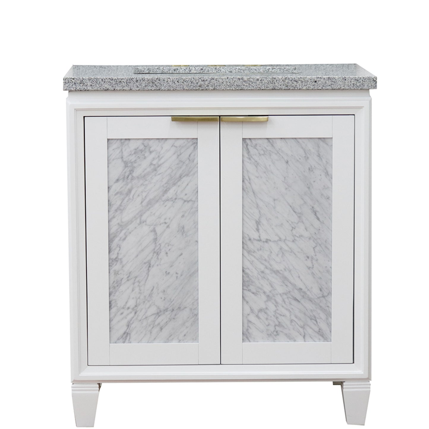 31" Single sink vanity in White finish with Gray granite with rectangle sink