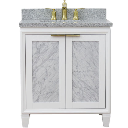 31" Single sink vanity in White finish with Gray granite with rectangle sink