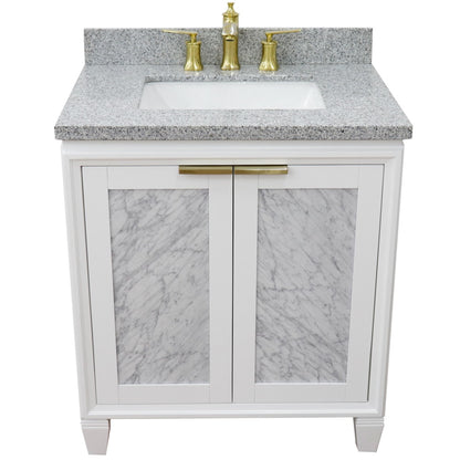 31" Single sink vanity in White finish with Gray granite with rectangle sink