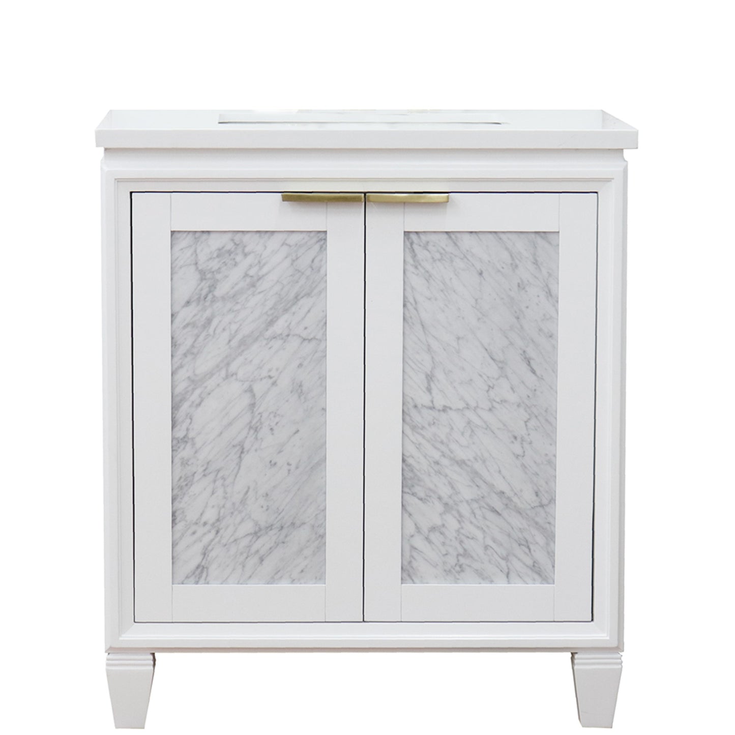 31" Single sink vanity in White finish with White engineered stone with rectangle sink