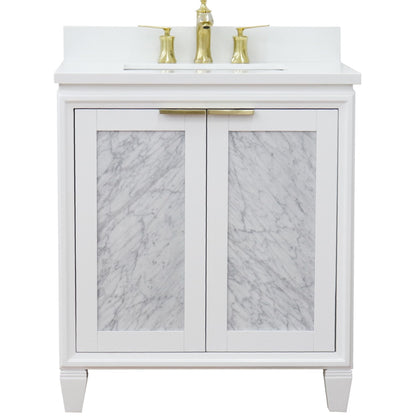 31" Single sink vanity in White finish with White engineered stone with rectangle sink