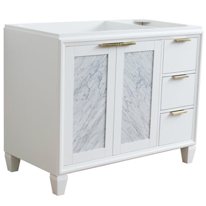 42" Single sink vanity in White finish Left door Cabinet only