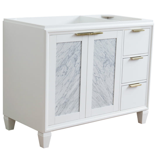 42" Single sink vanity in White finish Left door Cabinet only