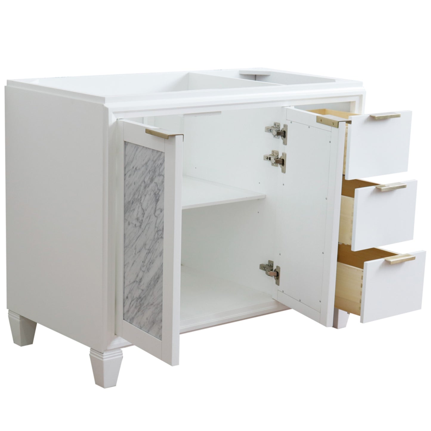 42" Single sink vanity in White finish Left door Cabinet only