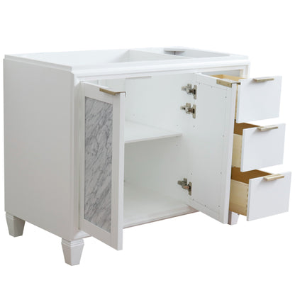 42" Single sink vanity in White finish Left door Cabinet only