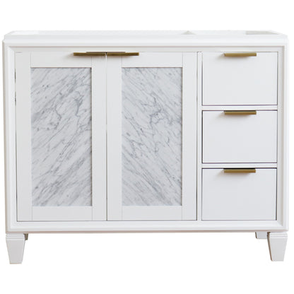 42" Single sink vanity in White finish Left door Cabinet only