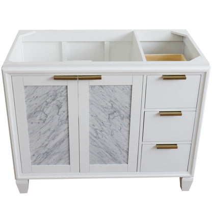 42" Single sink vanity in White finish Left door Cabinet only