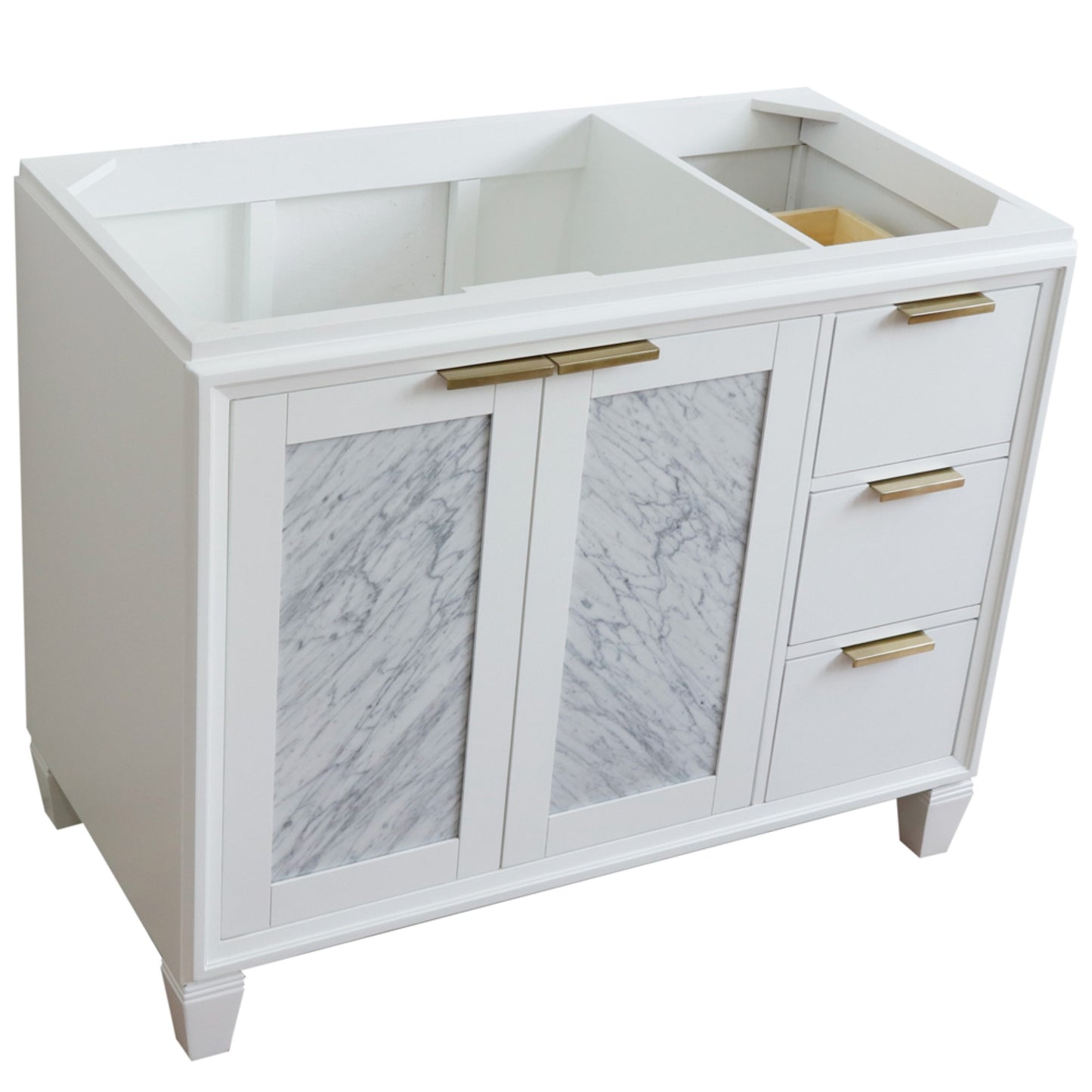 42" Single sink vanity in White finish Left door Cabinet only