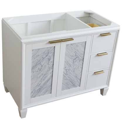 42" Single sink vanity in White finish Left door Cabinet only