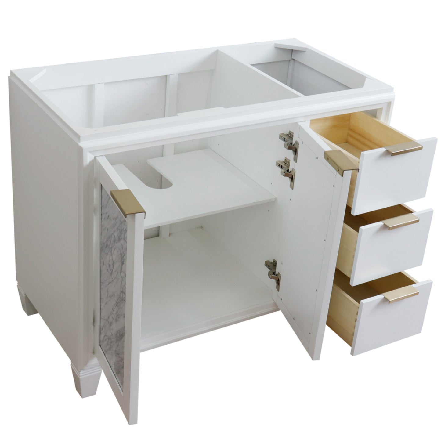 42" Single sink vanity in White finish Left door Cabinet only