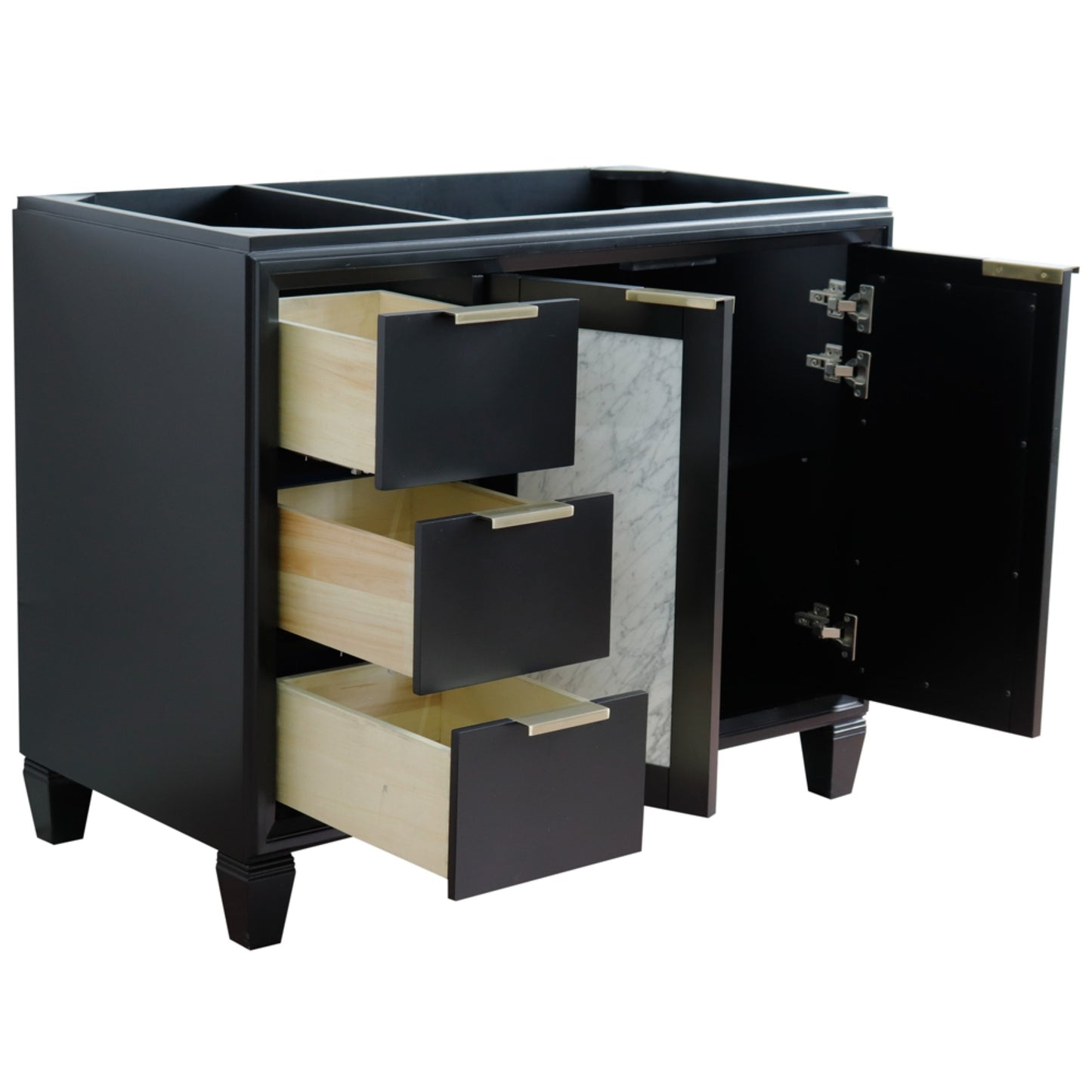 42" Single sink vanity in Black finish Right door Cabinet only