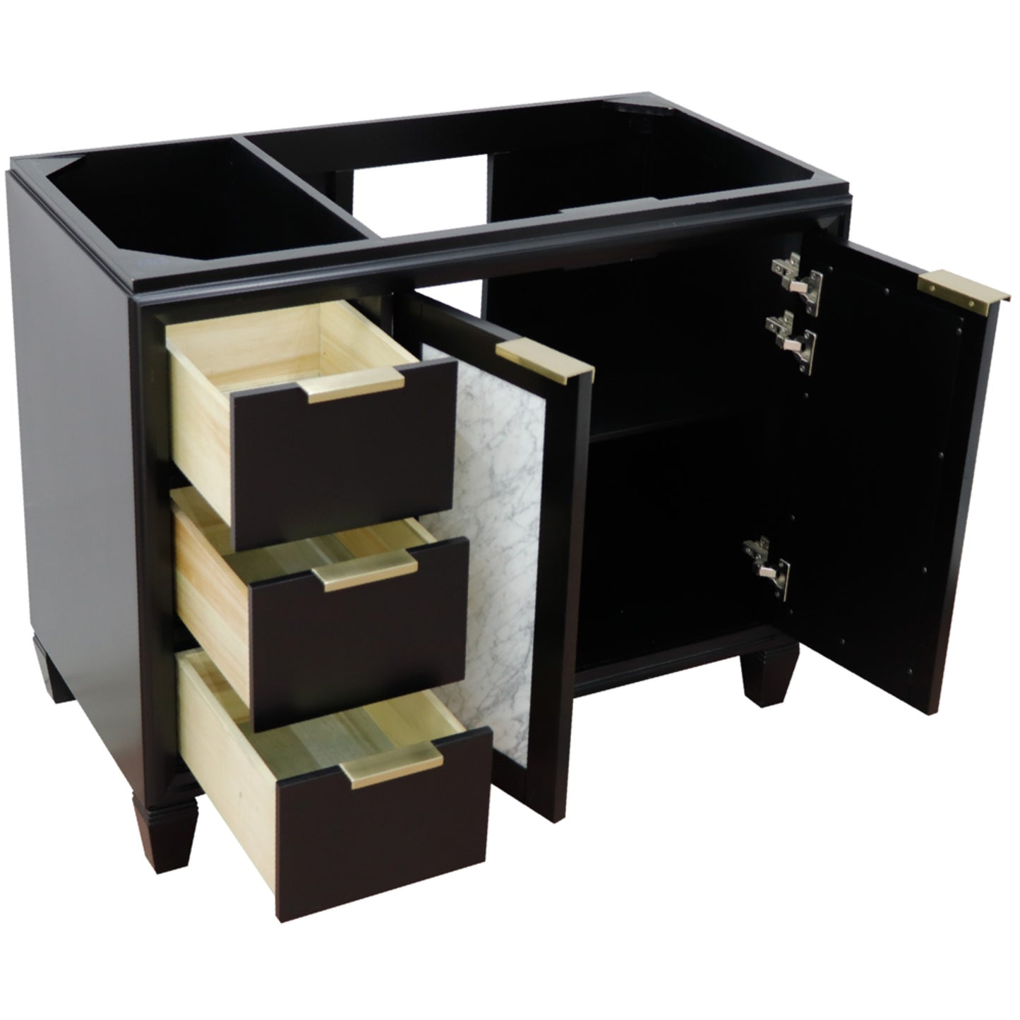 42" Single sink vanity in Black finish Right door Cabinet only