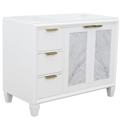 42" Single sink vanity in White finish Right door Cabinet only