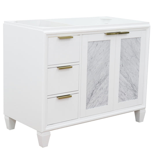 42" Single sink vanity in White finish Right door Cabinet only