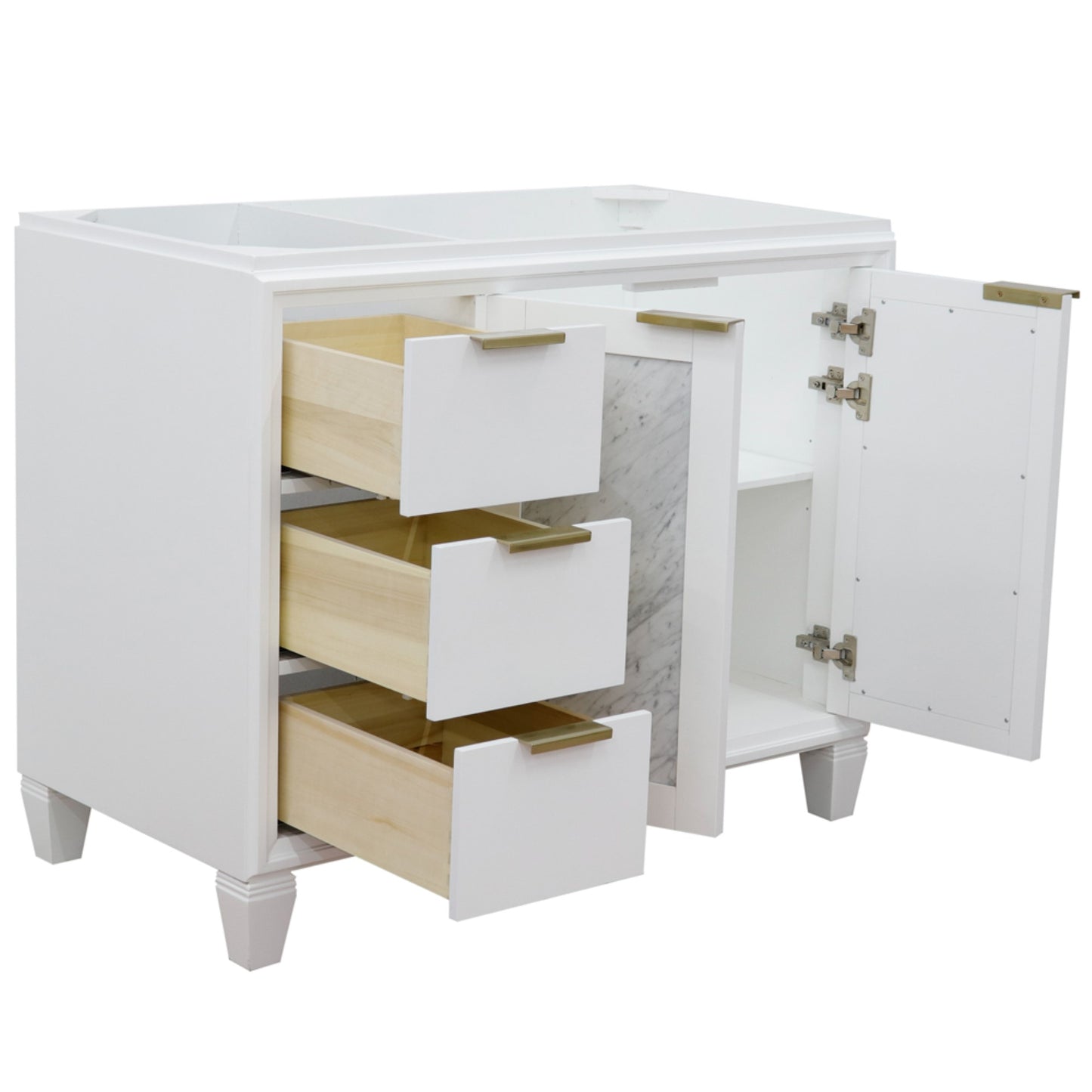 42" Single sink vanity in White finish Right door Cabinet only