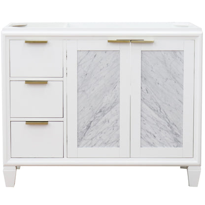 42" Single sink vanity in White finish Right door Cabinet only