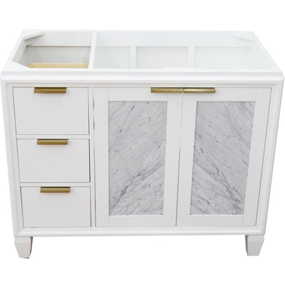 42" Single sink vanity in White finish Right door Cabinet only