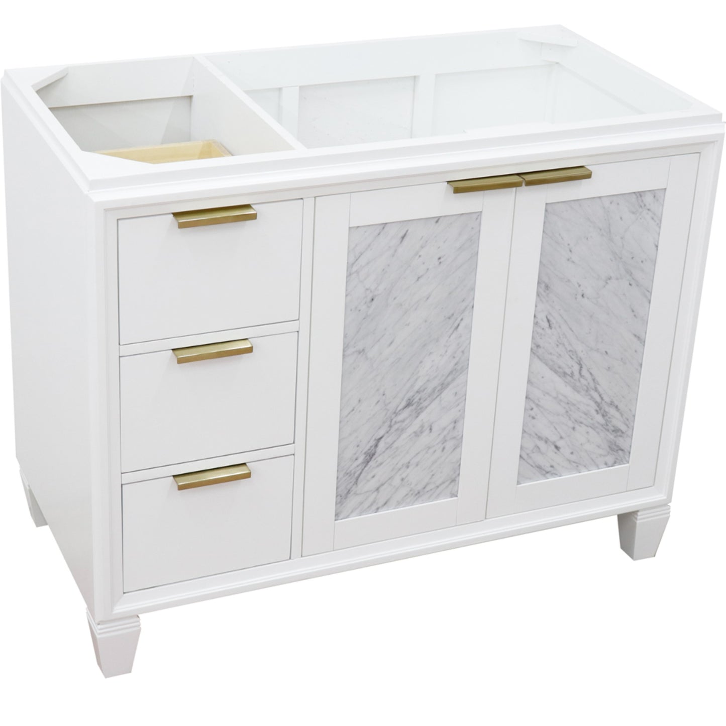 42" Single sink vanity in White finish Right door Cabinet only