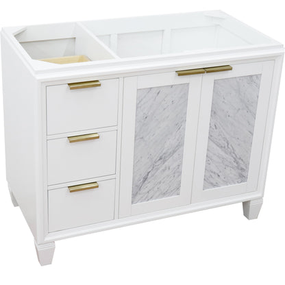 42" Single sink vanity in White finish Right door Cabinet only