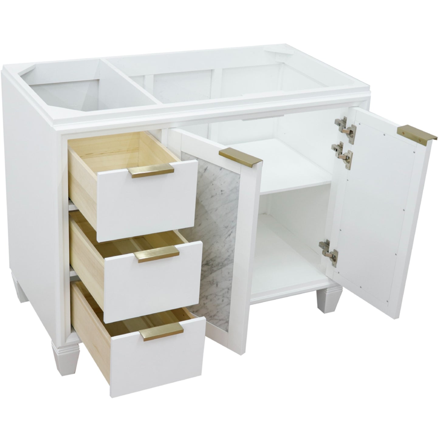 42" Single sink vanity in White finish Right door Cabinet only