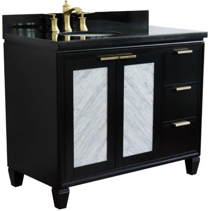 43" Single vanity in Black finish with Black galaxy and oval sink Left door/Left sink