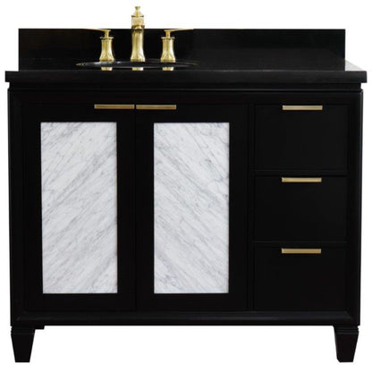 43" Single vanity in Black finish with Black galaxy and oval sink Left door/Left sink