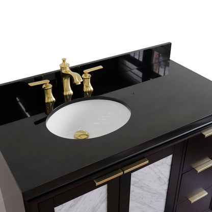 43" Single vanity in Black finish with Black galaxy and oval sink Left door/Left sink