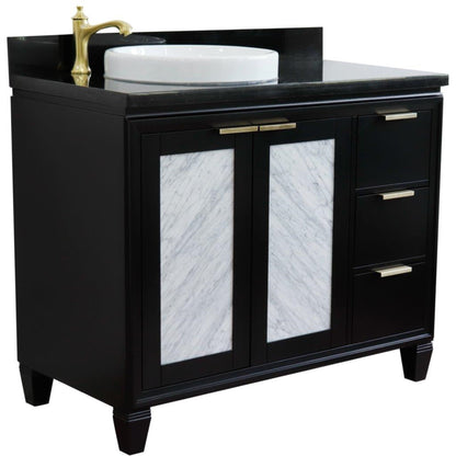 43" Single vanity in Black finish with Black galaxy and round sink Left door/Left sink