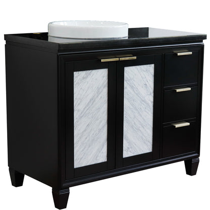 43" Single vanity in Black finish with Black galaxy and round sink Left door/Left sink