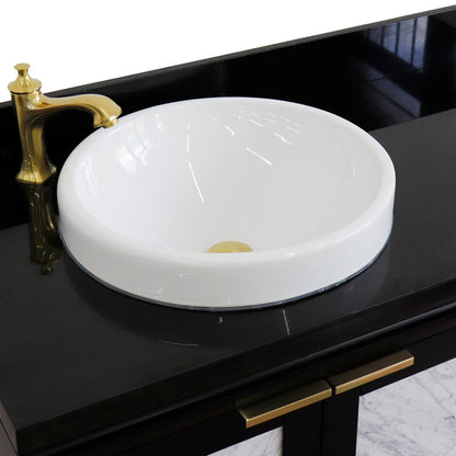43" Single vanity in Black finish with Black galaxy and round sink Left door/Left sink