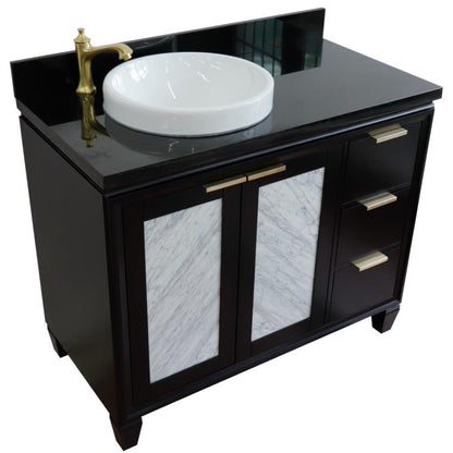 43" Single vanity in Black finish with Black galaxy and round sink Left door/Left sink