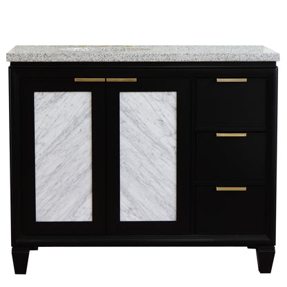 43" Single vanity in Black finish with Gray granite and oval sink Left door/Left sink