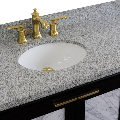 43" Single vanity in Black finish with Gray granite and oval sink Left door/Left sink