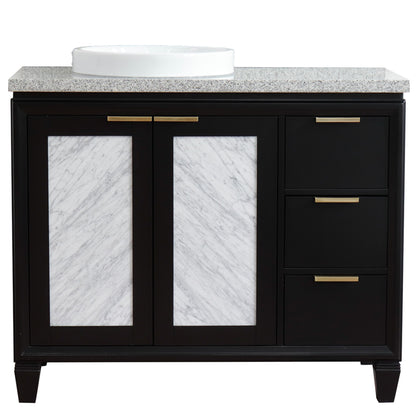 43" Single vanity in Black finish with Gray granite and round sink Left door/Left sink