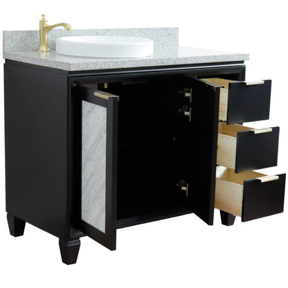 43" Single vanity in Black finish with Gray granite and round sink Left door/Left sink