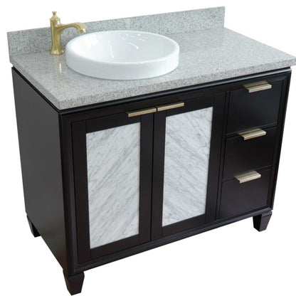 43" Single vanity in Black finish with Gray granite and round sink Left door/Left sink