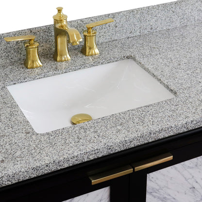 43" Single vanity in Black finish with Gray granite and rectangle sink Left door/Left sink