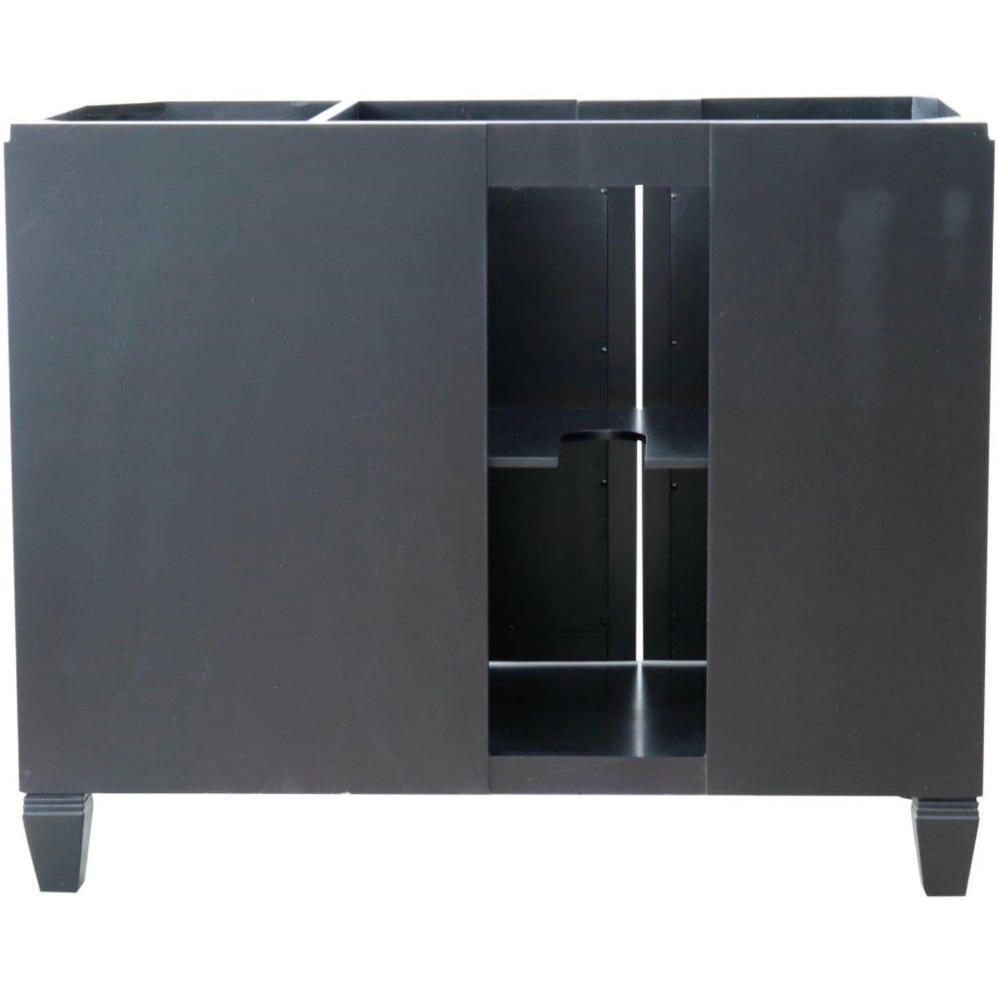 43" Single vanity in Black finish with Gray granite and rectangle sink Left door/Left sink