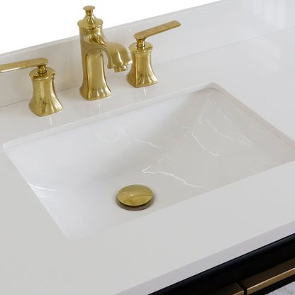 43" Single vanity in Black finish with White engineered stone and rectangle sink Left door/Left sink