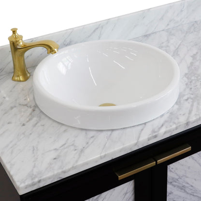 43" Single vanity in Black finish with White Carrara and round sink Left door/Left sink