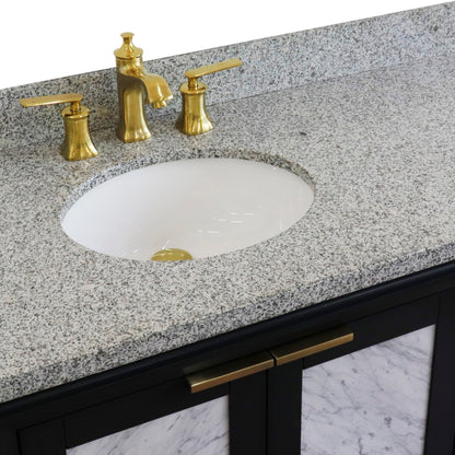 43" Single vanity in Dark Gray finish with Gray granite and oval sink Left door/Left sink