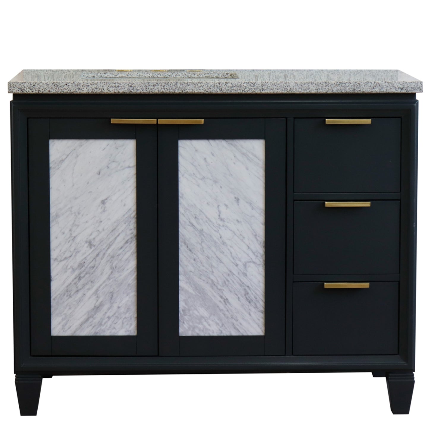 43" Single vanity in Dark Gray finish with Gray granite and oval sink Left door/Left sink