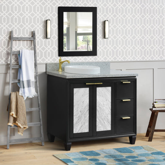 43" Single vanity in Dark Gray finish with Gray granite and round sink Left door/Left sink