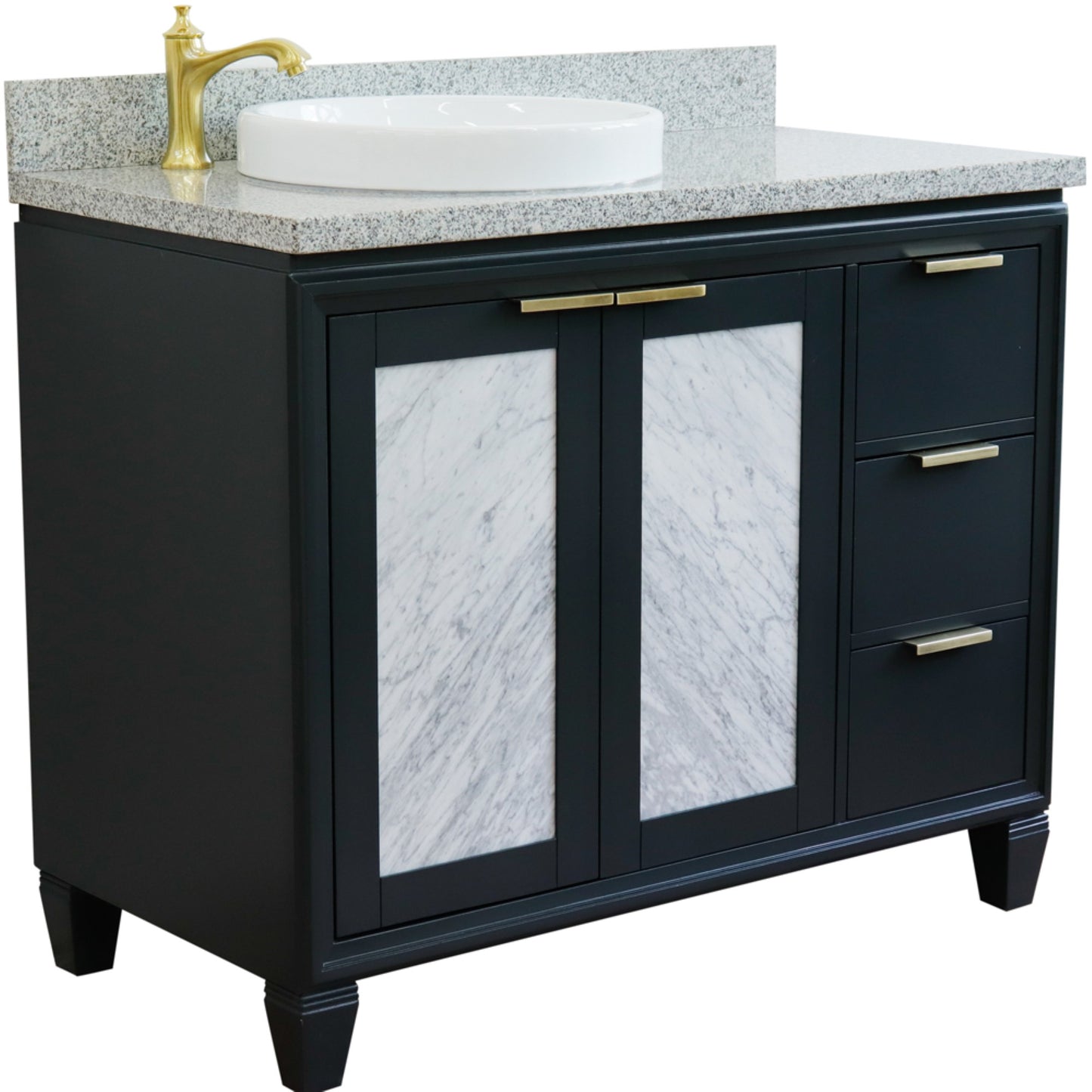 43" Single vanity in Dark Gray finish with Gray granite and round sink Left door/Left sink